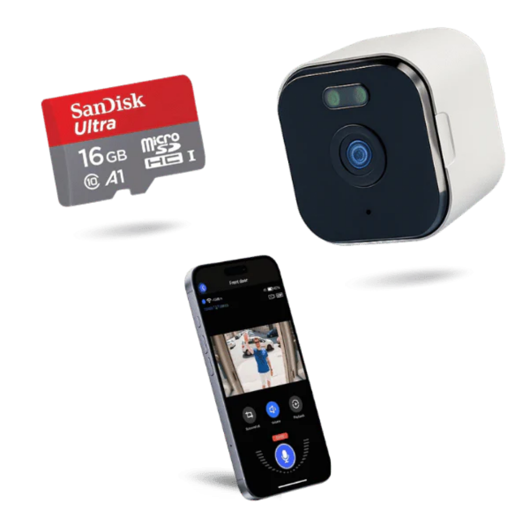 Frontline camera bundle with memory card and home security guide